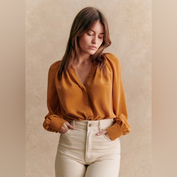 Sezane Tops - Sezane Lealys Shirt, Saffron | 34